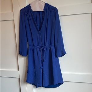 ARITZIA blue long sleeve silk dress.